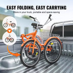Tricycle pliant VEVOR pour adultes, Tricycles pliants pour adultes de 24 pouces, Vélo cruiser à 3 roues en alliage d'aluminium léger avec grand panier arrière