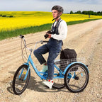 Tricycle adulte VEVOR, Tricycles adultes 7 vitesses, Tricycles à trois roues 20 pouces, Vélo Cruiser en acier au carbone avec panier et siège réglable