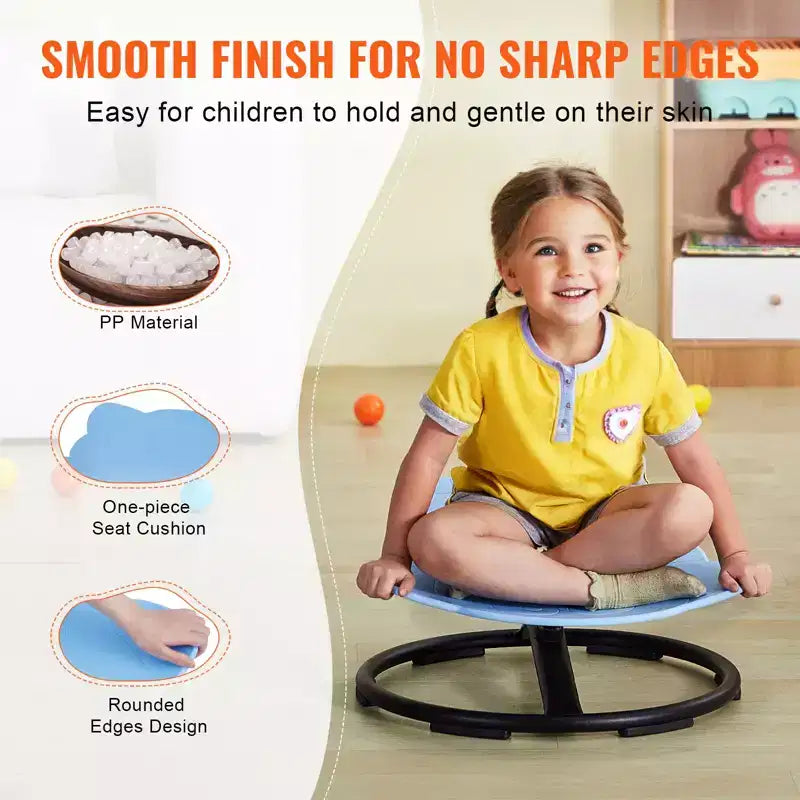 VEVOR Chaise pivotante éléphant pour enfants, capacité 100 kg, chaise tournante à 360°, chaise sensorielle pour enfants autistes avec base en métal antidérapante, bleue
