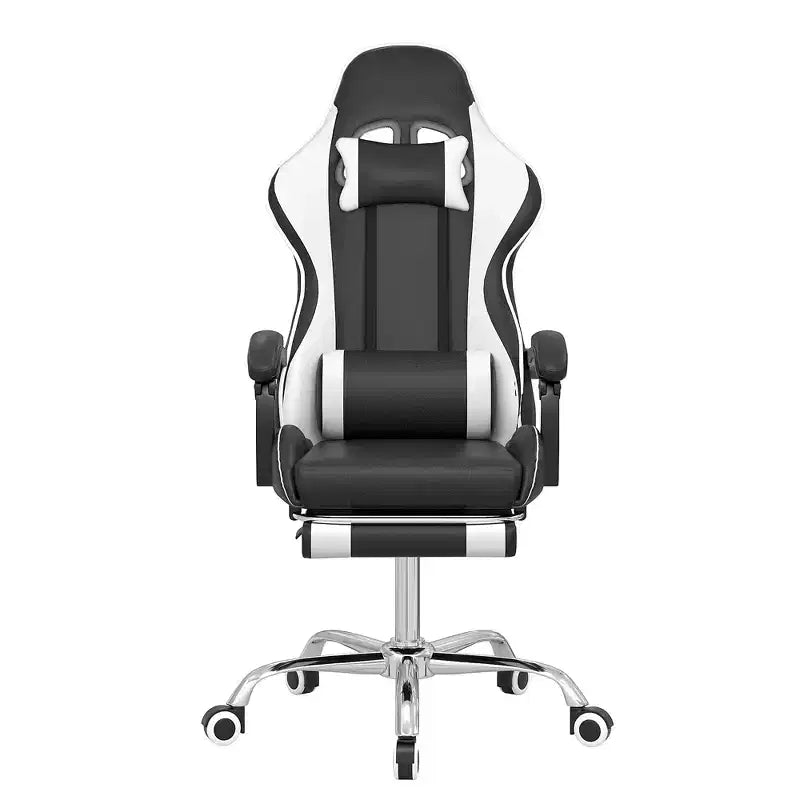 Chaise de jeu inclinable VECELO, Chaise de jeu ergonomique en similicuir réglable en hauteur avec repose-pieds et soutien lombaire, Noir