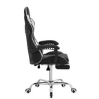 Chaise de jeu inclinable VECELO, Chaise de jeu ergonomique en similicuir réglable en hauteur avec repose-pieds et soutien lombaire, Noir