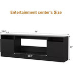 Meuble TV moderne blanc Acekool pour salon, meuble TV pour téléviseurs jusqu'à 75 pouces, avec armoires de rangement et espace pour foyer électrique, console de 70 pouces