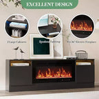 Meuble TV moderne blanc Acekool pour salon, meuble TV pour téléviseurs jusqu'à 75 pouces, avec armoires de rangement et espace pour foyer électrique, console de 70 pouces