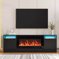 Acekool Modern White TV Stand for Living Room, Entertainment Center for TV up to 75, Storage Cabinets & Fireplace Insert Space, 70 Inch Console