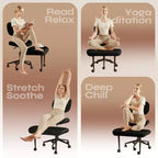 Pinmoco Chaise de bureau sans accoudoirs à pieds croisés, siège extra large, pivotant à 360°, chaise de bureau ergonomique pour la maison, le gaming et la méditation