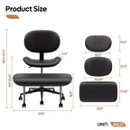 Pinmoco Chaise de bureau sans accoudoirs à pieds croisés, siège extra large, pivotant à 360°, chaise de bureau ergonomique pour la maison, le gaming et la méditation
