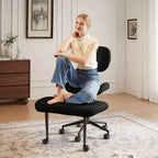 Pinmoco Chaise de bureau sans accoudoirs à pieds croisés, siège extra large, pivotant à 360°, chaise de bureau ergonomique pour la maison, le gaming et la méditation