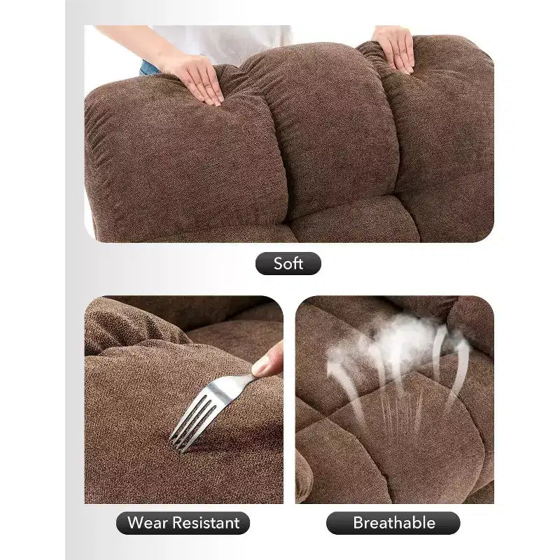 Fauteuil inclinable, Fauteuil à bascule pivotant à 360° pour petits espaces, Fauteuil de crèche en tissu rembourré avec poches latérales pour salon, Cadre en acier Q235