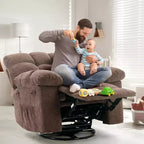 Fauteuil inclinable, Fauteuil à bascule pivotant à 360° pour petits espaces, Fauteuil de crèche en tissu rembourré avec poches latérales pour salon, Cadre en acier Q235