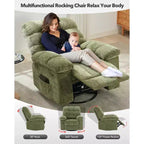Fauteuil inclinable, Fauteuil à bascule pivotant à 360° pour petits espaces, Fauteuil de crèche en tissu rembourré avec poches latérales pour salon, Cadre en acier Q235