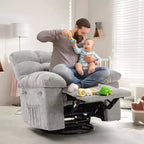 Fauteuil inclinable, Fauteuil à bascule pivotant à 360° pour petits espaces, Fauteuil de crèche en tissu rembourré avec poches latérales pour salon, Cadre en acier Q235