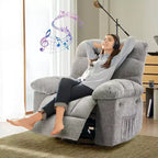 Fauteuil inclinable, Fauteuil à bascule pivotant à 360° pour petits espaces, Fauteuil de crèche en tissu rembourré avec poches latérales pour salon, Cadre en acier Q235