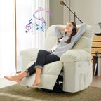 Fauteuil inclinable, Fauteuil à bascule pivotant à 360° pour petits espaces, Fauteuil de crèche en tissu rembourré avec poches latérales pour salon, Cadre en acier Q235