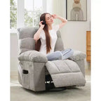Fauteuil inclinable, Fauteuil à bascule pivotant à 360° pour petits espaces, Fauteuil de crèche en tissu rembourré avec poches latérales pour salon, Cadre en acier Q235