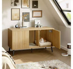 Bestier 47Meuble Cache-Litière pour Chat, Maison de Toilette pour Chat avec Tapis de Litière, Meuble TV pour Téléviseurs jusqu'à 55'' pour Salon, Chambre à Coucher