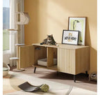 Bestier 47Meuble Cache-Litière pour Chat, Maison de Toilette pour Chat avec Tapis de Litière, Meuble TV pour Téléviseurs jusqu'à 55'' pour Salon, Chambre à Coucher