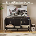 Bestier 47Meuble Cache-Litière pour Chat, Maison de Toilette pour Chat avec Tapis de Litière, Meuble TV pour Téléviseurs jusqu'à 55'' pour Salon, Chambre à Coucher