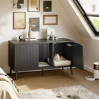 Bestier 47Meuble Cache-Litière pour Chat, Maison de Toilette pour Chat avec Tapis de Litière, Meuble TV pour Téléviseurs jusqu'à 55'' pour Salon, Chambre à Coucher
