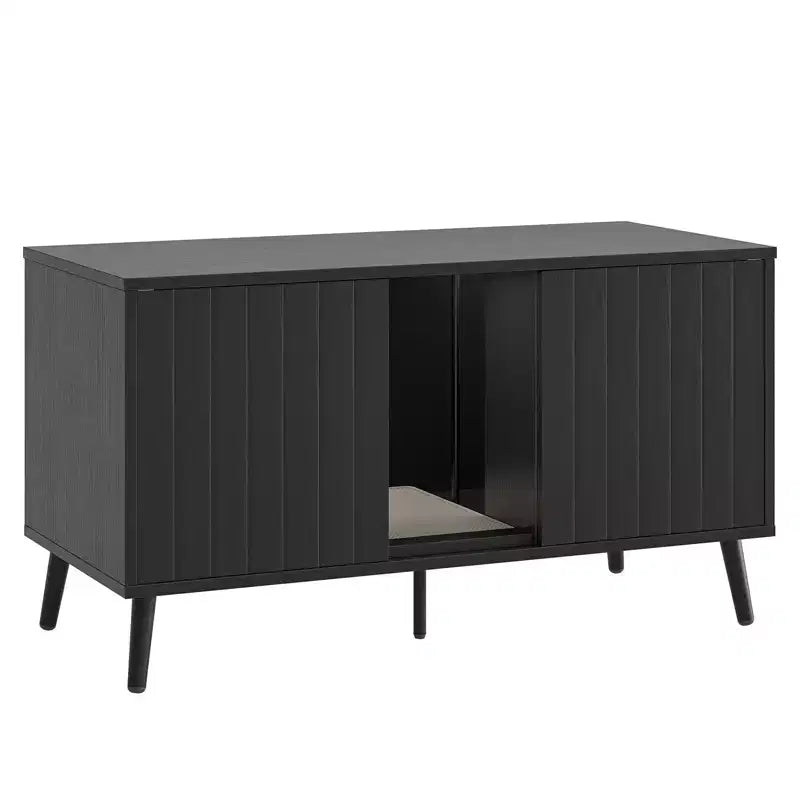 Bestier 47Meuble Cache-Litière pour Chat, Maison de Toilette pour Chat avec Tapis de Litière, Meuble TV pour Téléviseurs jusqu'à 55'' pour Salon, Chambre à Coucher