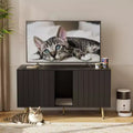 Bestier 47Meuble Cache-Litière pour Chat, Maison de Toilette pour Chat avec Tapis de Litière, Meuble TV pour Téléviseurs jusqu'à 55'' pour Salon, Chambre à Coucher
