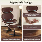 Chaise de bureau pivotante Bestier avec pouf, chaise de bureau inclinable avec dossier haut et appui-tête réglables, chaise de jeu ergonomique en PU