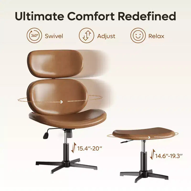 Chaise de bureau pivotante Bestier avec pouf, chaise de bureau inclinable avec dossier haut et appui-tête réglables, chaise de jeu ergonomique en PU