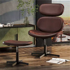 Chaise de bureau pivotante Bestier avec pouf, chaise de bureau inclinable avec dossier haut et appui-tête réglables, chaise de jeu ergonomique en PU