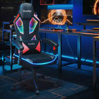 Chaise de jeu Bestier en tissu respirant avec éclairage LED RVB et accoudoirs réglables