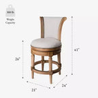 Tabourets de bar pivotants Maven Lane Pullman de hauteur comptoir avec tissu