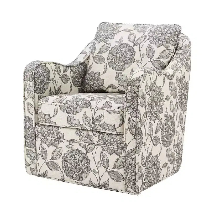 Fauteuil pivotant Akak 360 degrés avec coussin de dossier amovible Fauteuil de salon rembourré et confortable pour salon, bureau, lounge