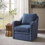 Fauteuil pivotant Akak 360 degrés avec coussin de dossier amovible Fauteuil de salon rembourré et confortable pour salon, bureau, lounge