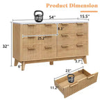 AMERLIFE Commode cannelée à 6 tiroirs avec plateau en faux marbre, 137 cm de large, pour chambre, salon, couloir, entrée