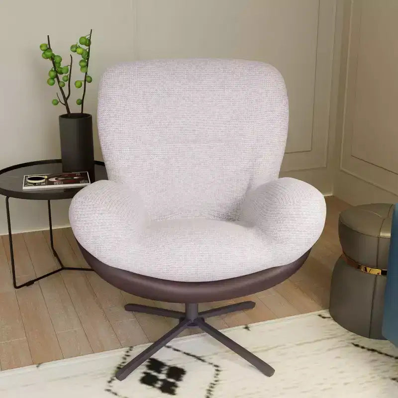 Fauteuil d'appoint Okak, Chaise de bureau pivotante moderne, Chaise moderne en chenille avec similicuir et piètement en métal, Fauteuil d'appoint pour petits espaces