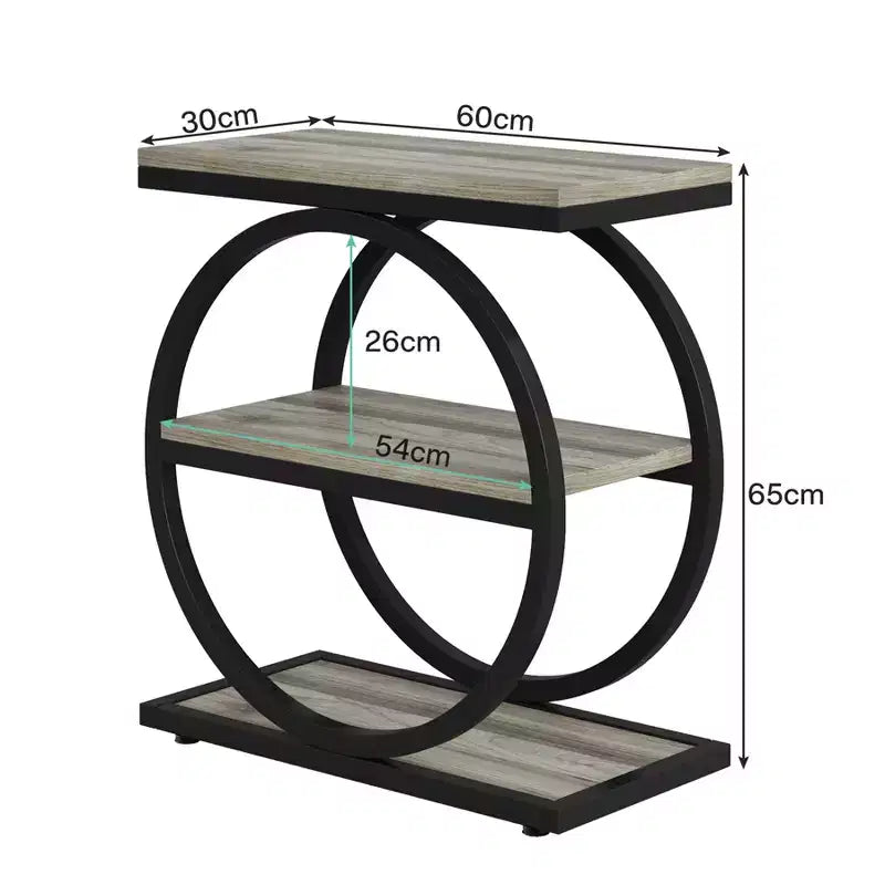 MAYEERTY Table d'appoint de canapé industrielle à 3 niveaux, design fin, usage domestique multifonctionnel