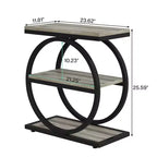 MAYEERTY Table d'appoint de canapé industrielle à 3 niveaux, design fin, usage domestique multifonctionnel