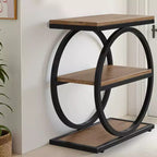 MAYEERTY Table d'appoint de canapé industrielle à 3 niveaux, design fin, usage domestique multifonctionnel
