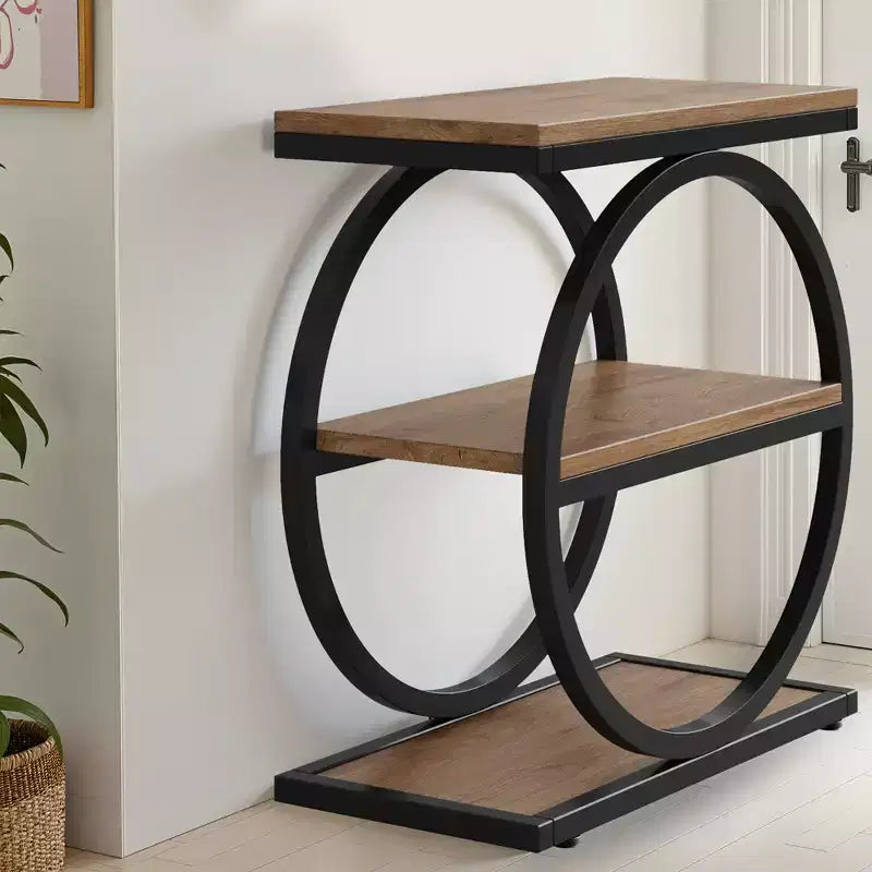 MAYEERTY Table d'appoint de canapé industrielle à 3 niveaux, design fin, usage domestique multifonctionnel