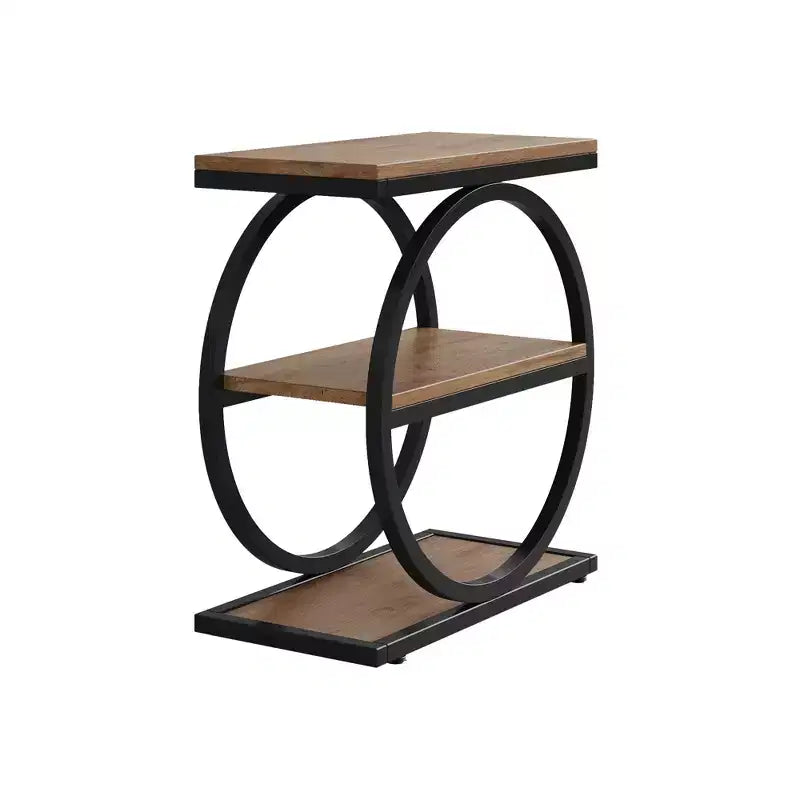 MAYEERTY Table d'appoint de canapé industrielle à 3 niveaux, design fin, usage domestique multifonctionnel