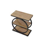 MAYEERTY Table d'appoint de canapé industrielle à 3 niveaux, design fin, usage domestique multifonctionnel