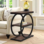 MAYEERTY Table d'appoint de canapé industrielle à 3 niveaux, design fin, usage domestique multifonctionnel