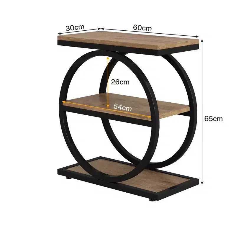 MAYEERTY Table d'appoint de canapé industrielle à 3 niveaux, design fin, usage domestique multifonctionnel