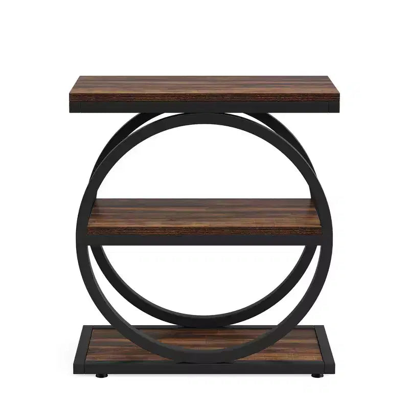 MAYEERTY Table d'appoint de canapé industrielle à 3 niveaux, design fin, usage domestique multifonctionnel