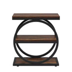 MAYEERTY Table d'appoint de canapé industrielle à 3 niveaux, design fin, usage domestique multifonctionnel