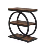 MAYEERTY Table d'appoint de canapé industrielle à 3 niveaux, design fin, usage domestique multifonctionnel