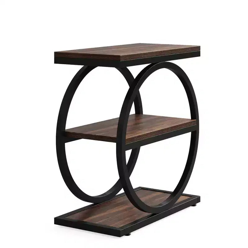 MAYEERTY Table d'appoint de canapé industrielle à 3 niveaux, design fin, usage domestique multifonctionnel