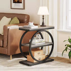 MAYEERTY Table d'appoint de canapé industrielle à 3 niveaux, design fin, usage domestique multifonctionnel