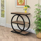 MAYEERTY Table d'appoint de canapé industrielle à 3 niveaux, design fin, usage domestique multifonctionnel