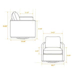 Fauteuil d'appoint moderne pivotant à 360° Okak, fauteuil d'appoint carré rembourré de 78 cm de large et canapé-lit simple confortable, fauteuil de salon.