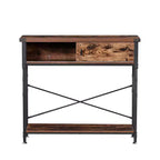 VECELO Table console vintage avec tiroir, Table de couloir avec étagères rectangulaires, Table de canapé de 80 cm de hauteur, Marron