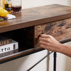 VECELO Table console vintage avec tiroir, Table de couloir avec étagères rectangulaires, Table de canapé de 80 cm de hauteur, Marron